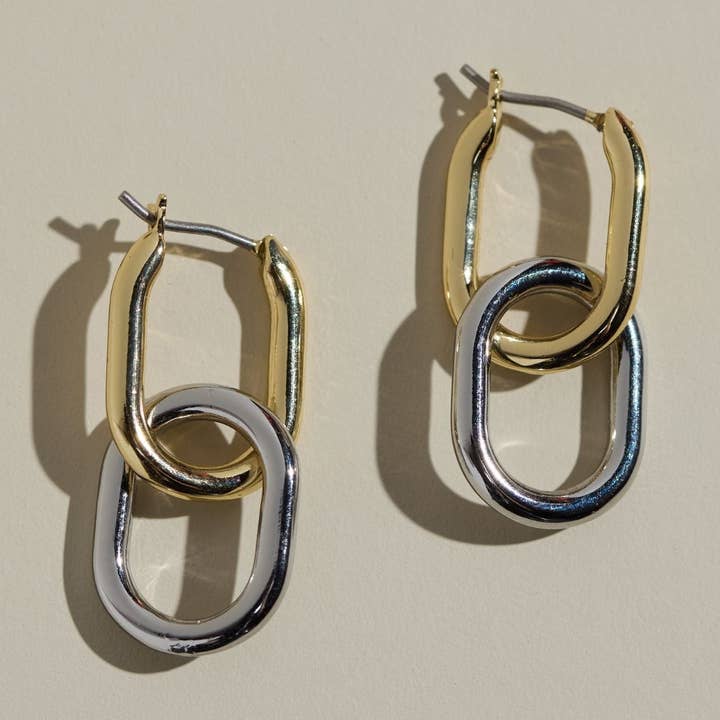Mixed Metal Chain Link Hoops for wholesale by Nickel and Suede
