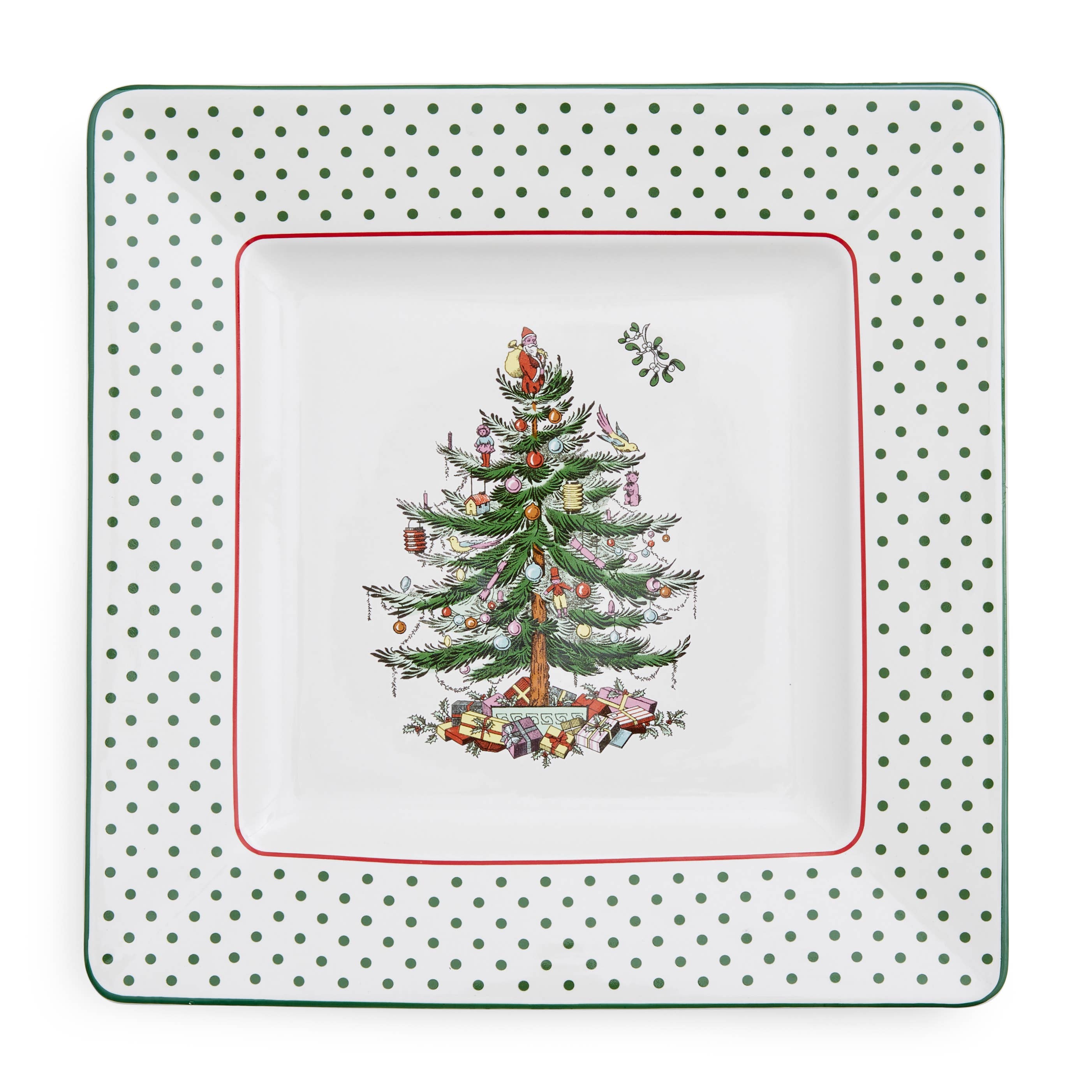Portmeirion, Spode, Pimpernel, Nacthmann, Wrendale Designs - Wholesale Platter - Spode Christmas Tree Polka Dot  Square Platter0