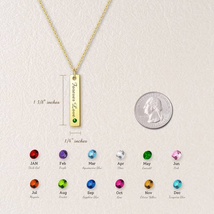 Anavia - Vendita all'ingrosso Collana con ciondolo/pendaglio - Barra con Pietre Nascita Personalizzate - Gioiello Regalo per la Festa della Mamma