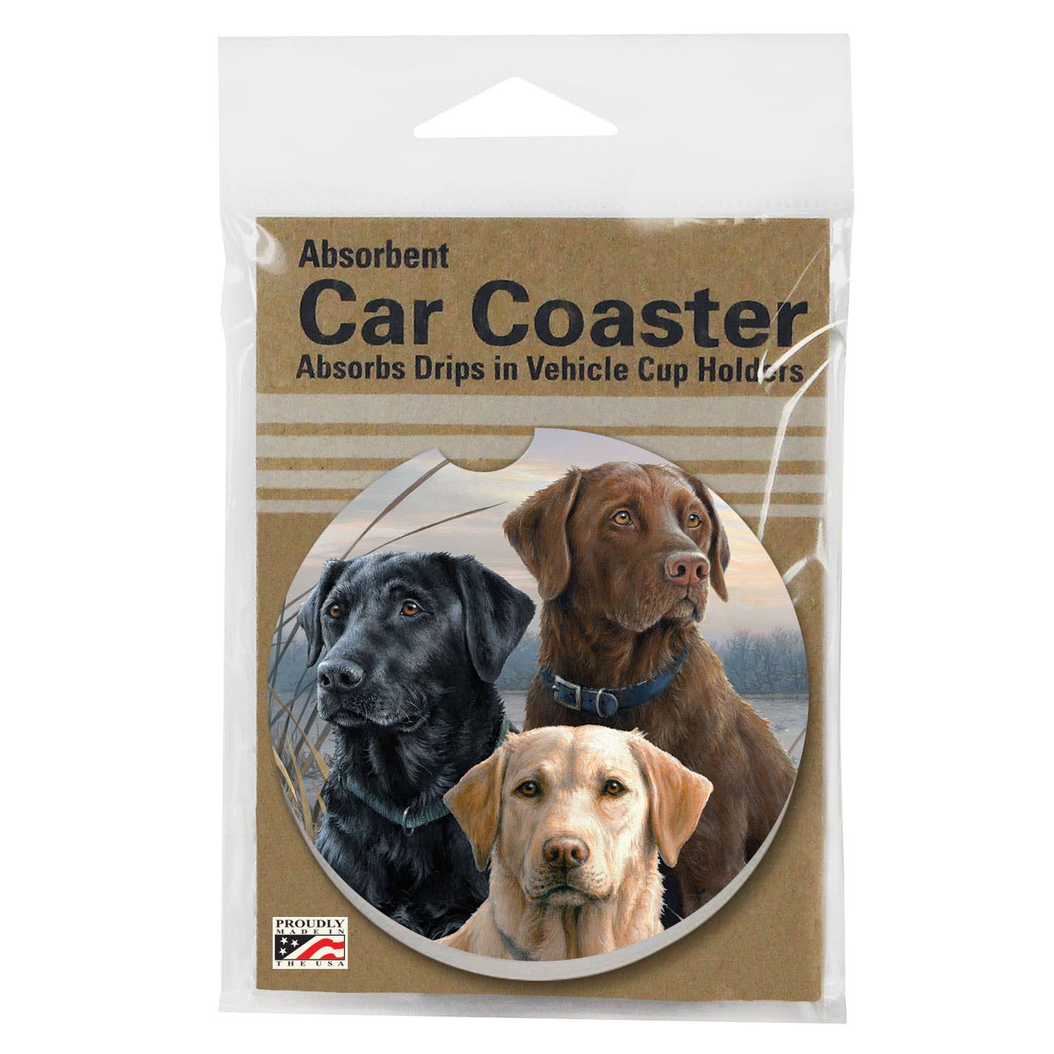 CounterArt/Highland Home/Thirstystone/CoasterStone – Großhandel Auto-Getränkeuntersetzer – Unisex – Hunting Dogs Autountersetzer, saugfähig, Stein, 17