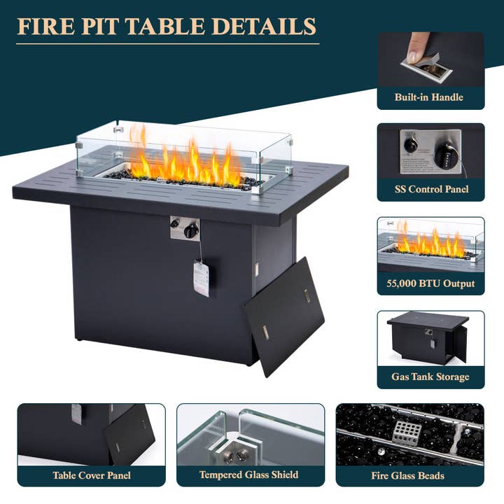 LeisureMod - Wholesale Patio Set - Chelsea 7-Piece Patio Sectional Set with Fire Pit Table68