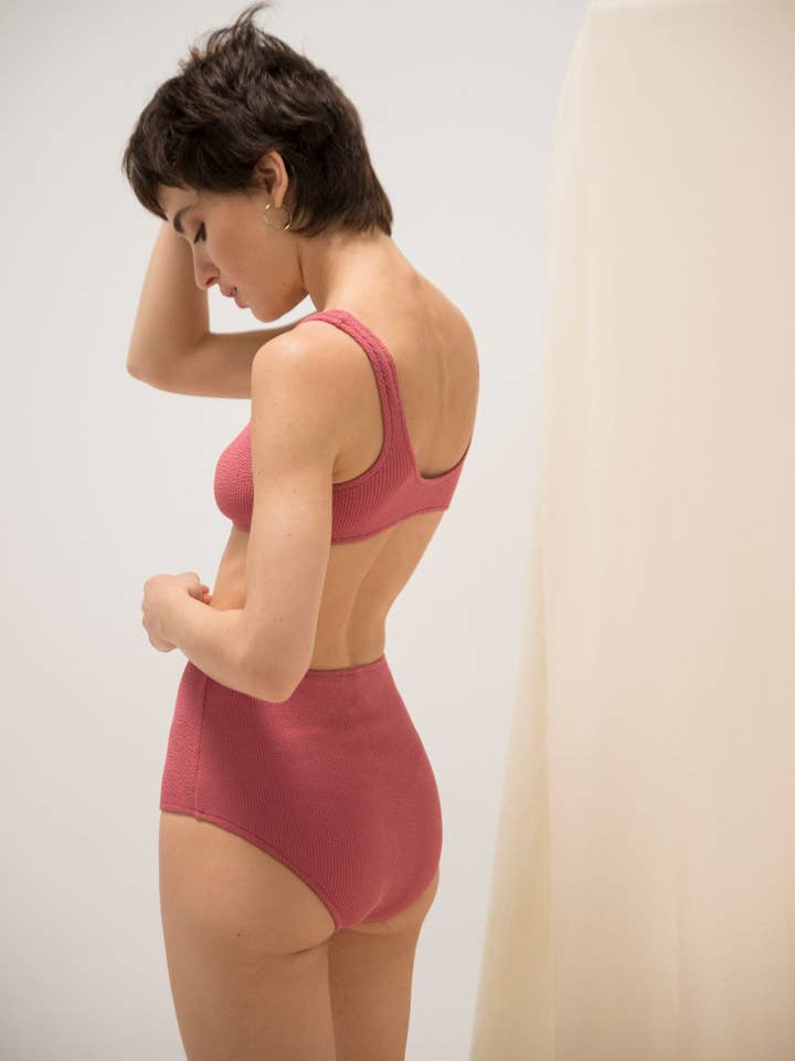 Jane textured bikini top in rose pink for wholesale by Clō Stories
