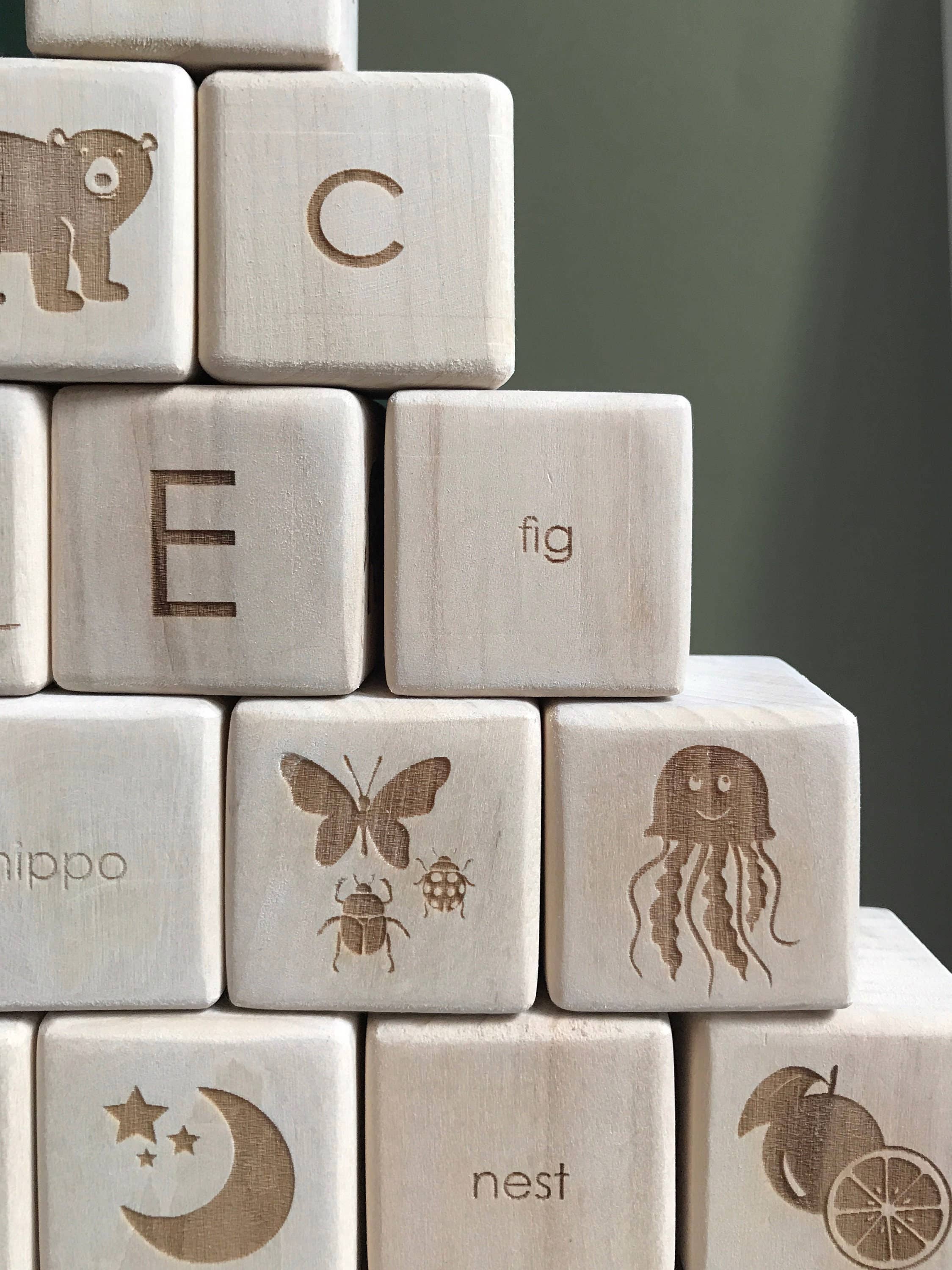 SABO concept - Vente Cubes de jeu – enfant et bébé - Ensemble de cubes Alphabet anglais pour enfants Jouets en bois7