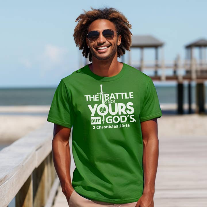 Love Ann Joy Apparel, LLC - Wholesale Screen Printed T-Shirt - Unisex - The Battle is Not Yours Christian Crew Neck T-Shirt5