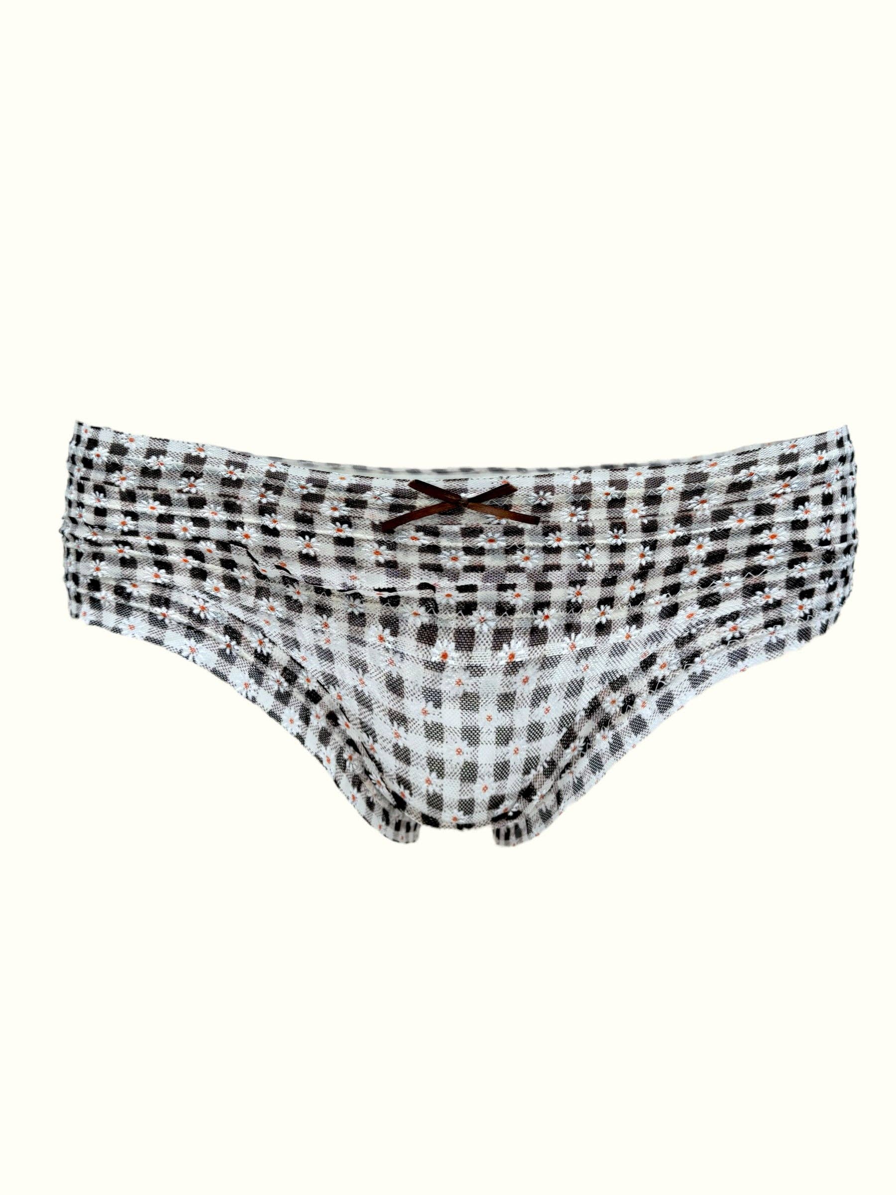 Milanblocks LLC – Großhandel Unterwäsche – Damen – Milanblocks Vintage-Stil Gingham Daisy Rüschen-Slips0