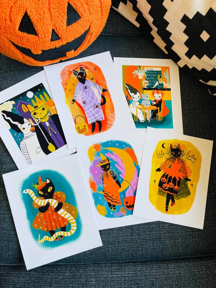 spider web cat 8x10 print for wholesale by Bunny Dee