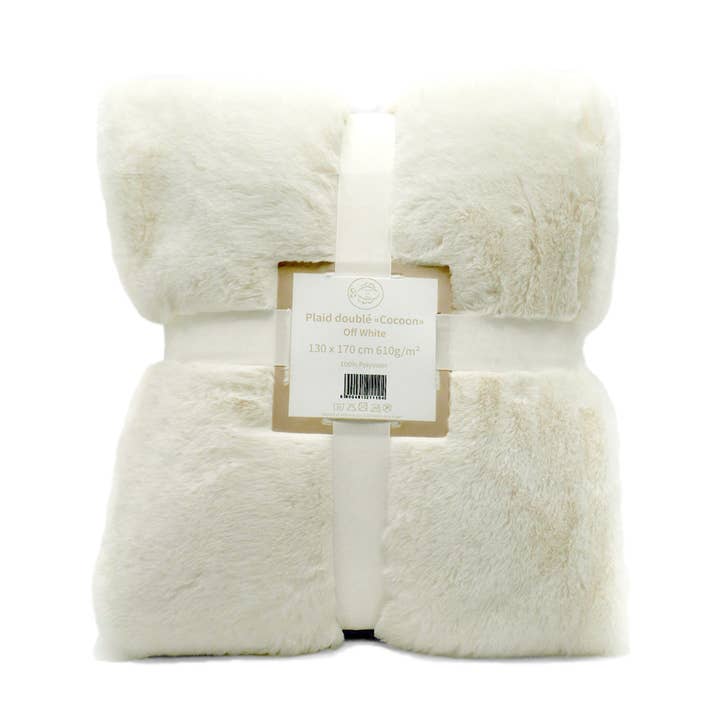 Imitation rabbit fleece blanket off white 130x170 for wholesale by Le comptoir de la plage