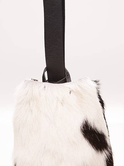 navigli bag | black and white upcycled cowhide for wholesale by VOLTA ATELIER