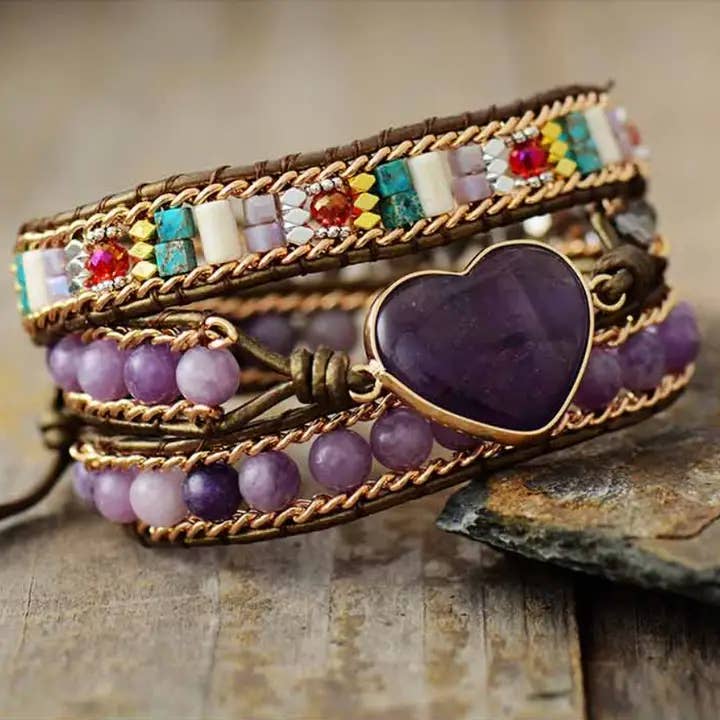 Bracciale fatto a mano in ametista per la vendita all'ingrosso da parte di Gemcohub