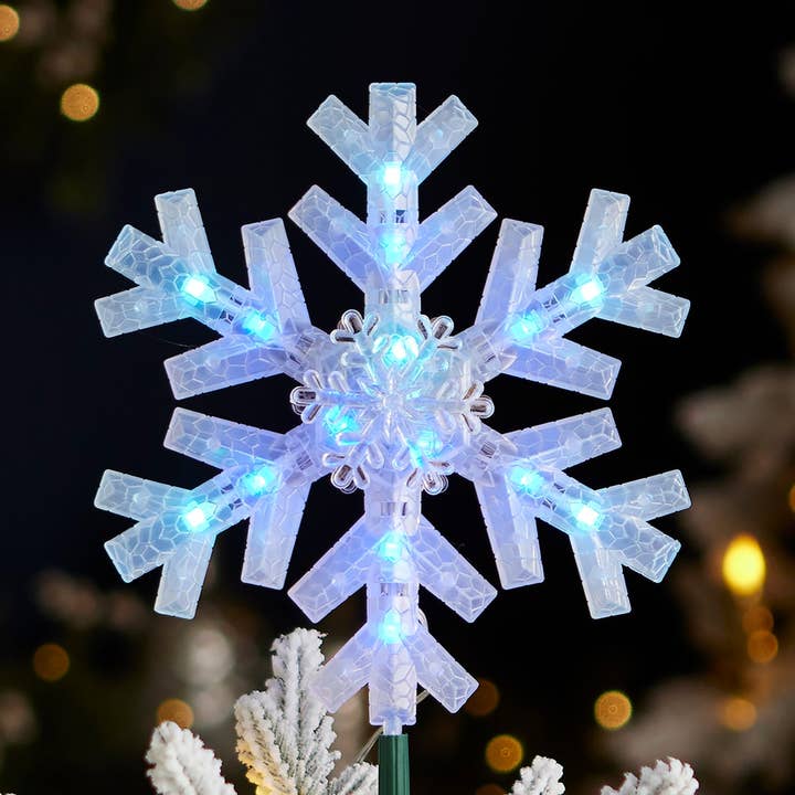 Vivvi App-Based Customizable, Color-Changing 8" Christmas Snowflake Tree Topper for wholesale by Seasonal LLC