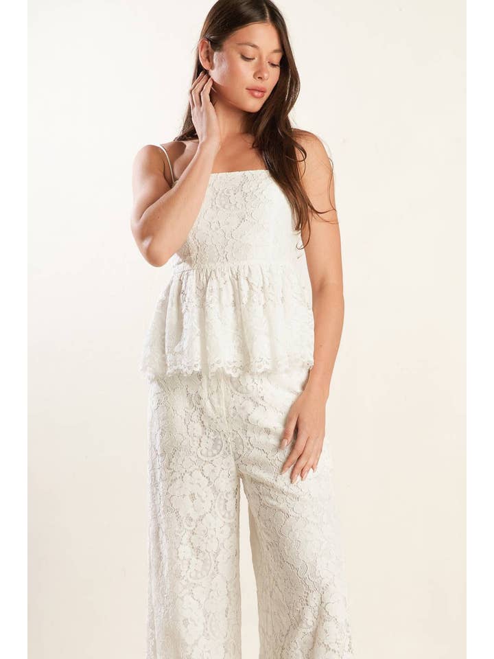 White A woven lace top - FT1492 for wholesale on Faire