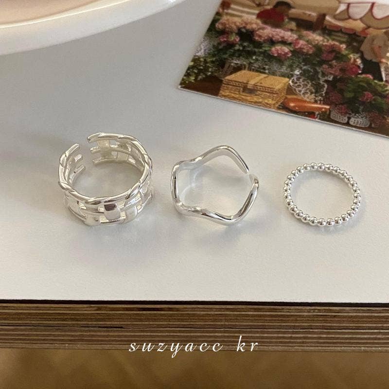 Gemscape UK – wholesale Band/stacked ring – Silver Open Index Finger Ring Wide Hollow Braided Fashion11