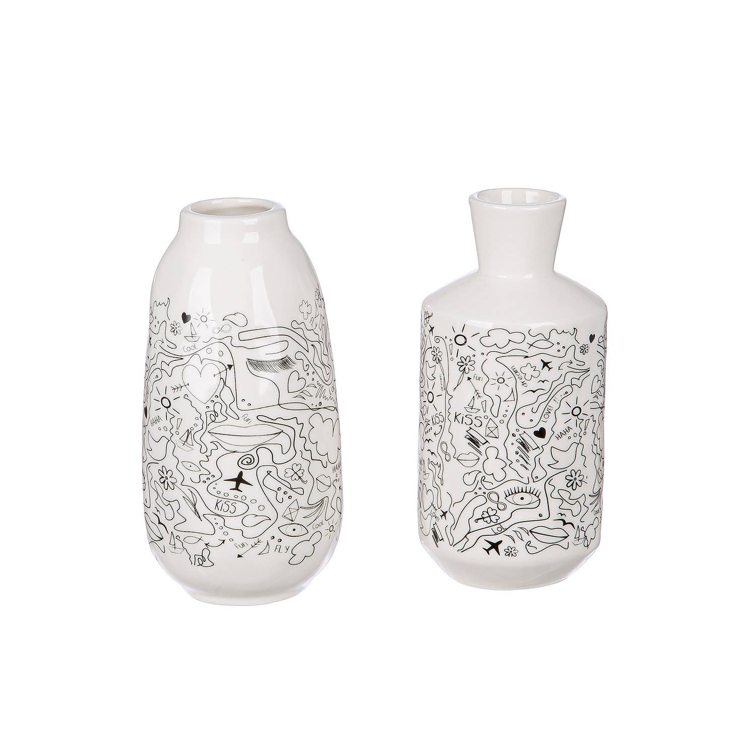 Gilde Handwerk Macrander GmbH & Co. KG – Vaso por atacado – Vaso Oval Modern Art H. 15 cm – 2 Modelos Sortidos