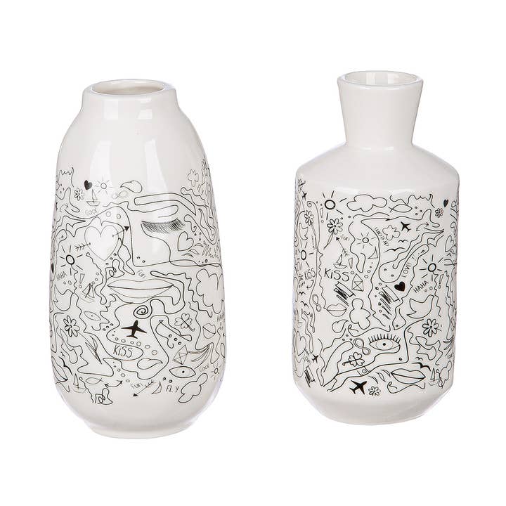 Gilde Handwerk Macrander GmbH & Co. KG – Vaso por atacado – Vaso Oval Modern Art H. 15 cm – 2 Modelos Sortidos0