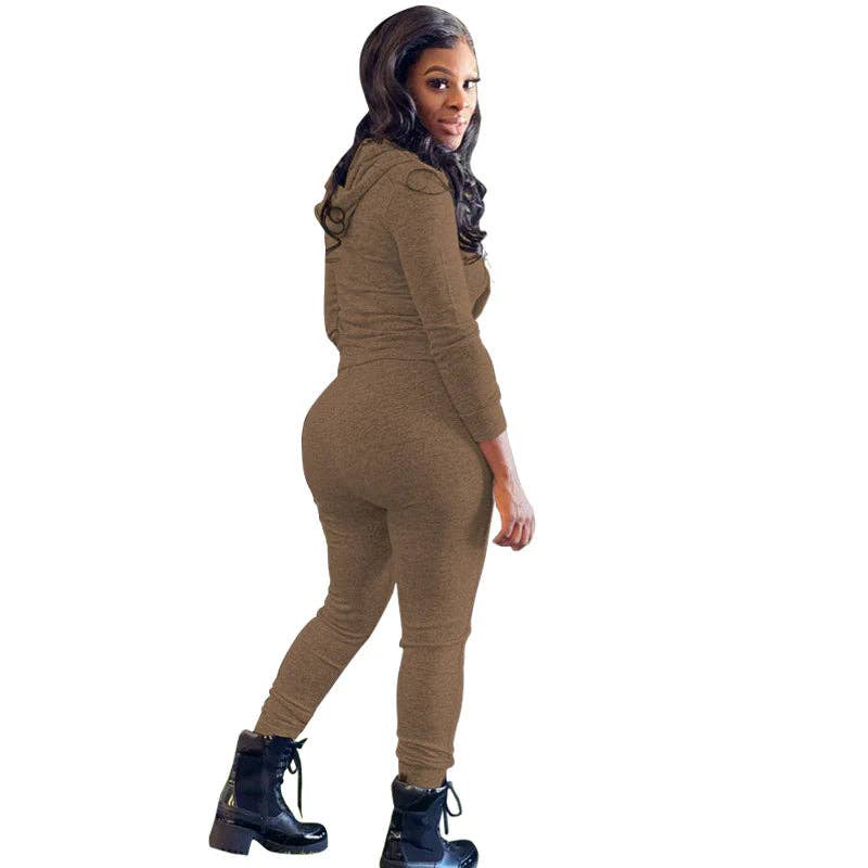 MB Fashion Wholesale - Wholesale Top & Pant Set (NOT Loungewear) - Women's - MB FASHION Zip-Up Hoodie and Jogger Pants Set 12489R22