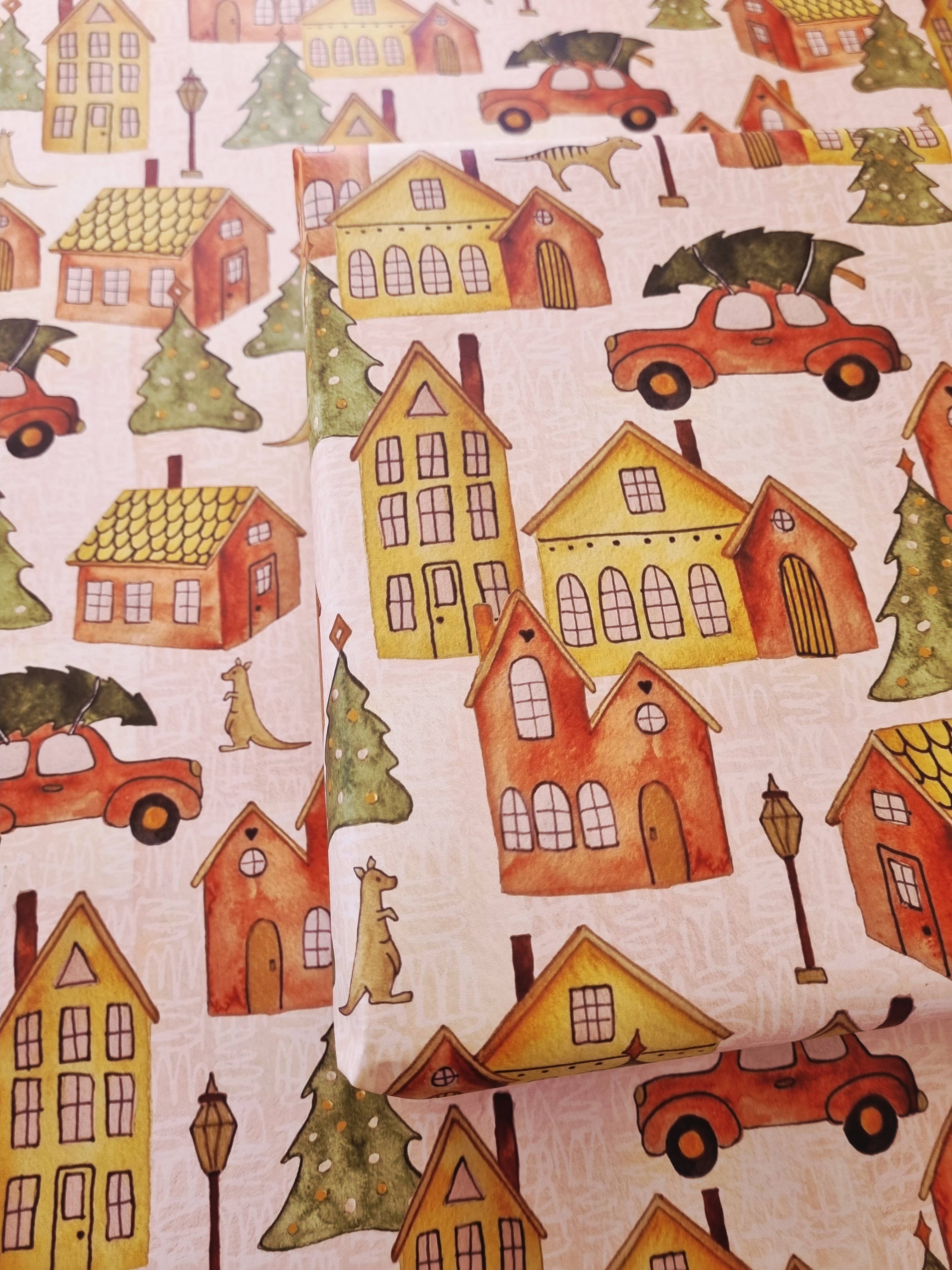 Bosa Art Co - Wholesale Flat Wrap - Wrapping Paper / Christmas Town (New Size)5