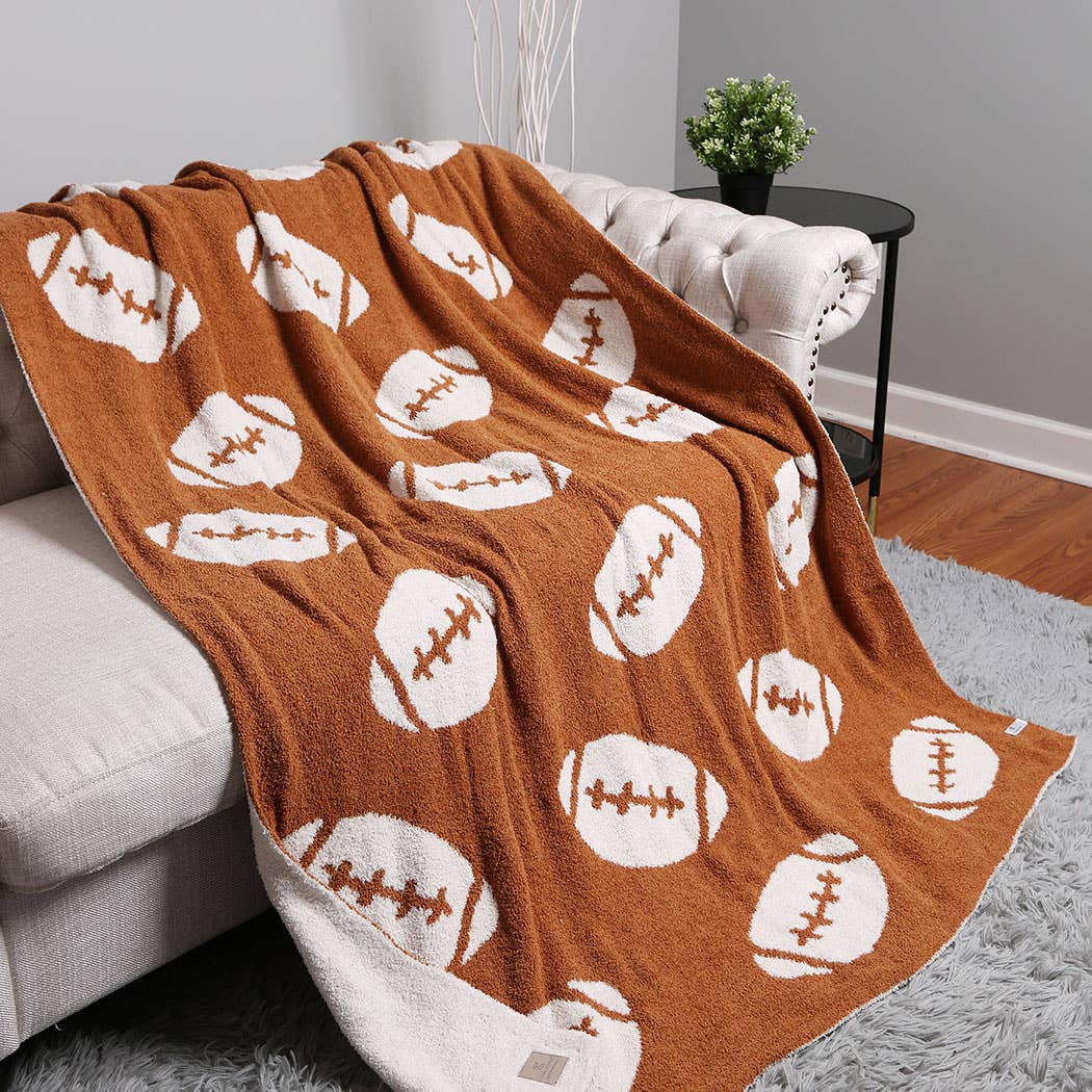 Brown Football Patterned Throw Blanket for wholesale on Faire3