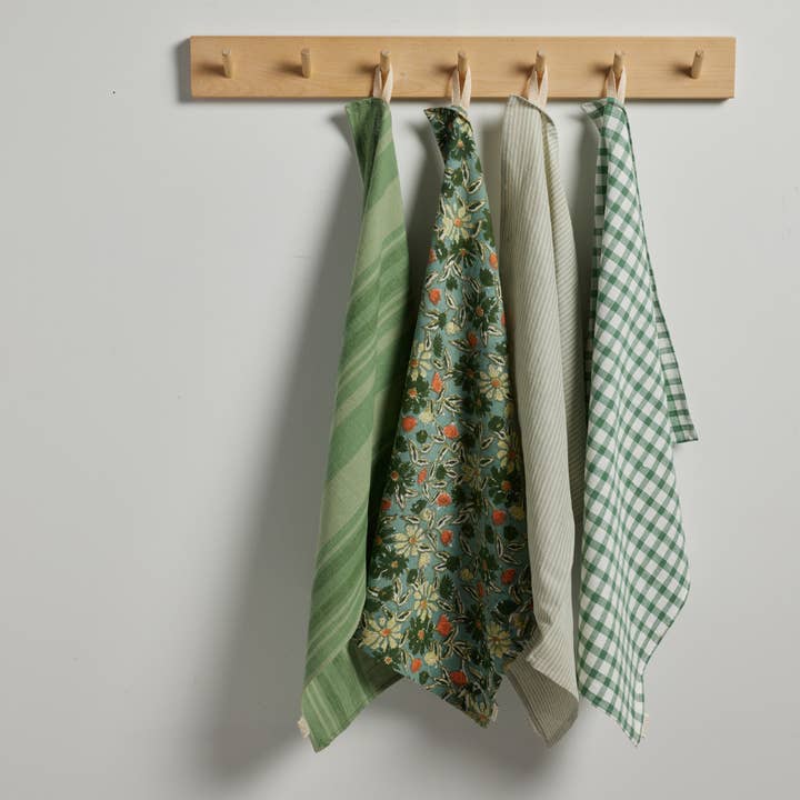 Bonheur du Jour – wholesale Tea towel – Tea Towel - Stripes Blue Green1