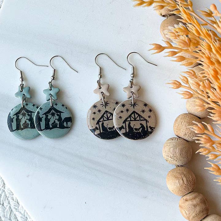 Polymer Clay Earrings - The Nativity for wholesale by KIMCo.