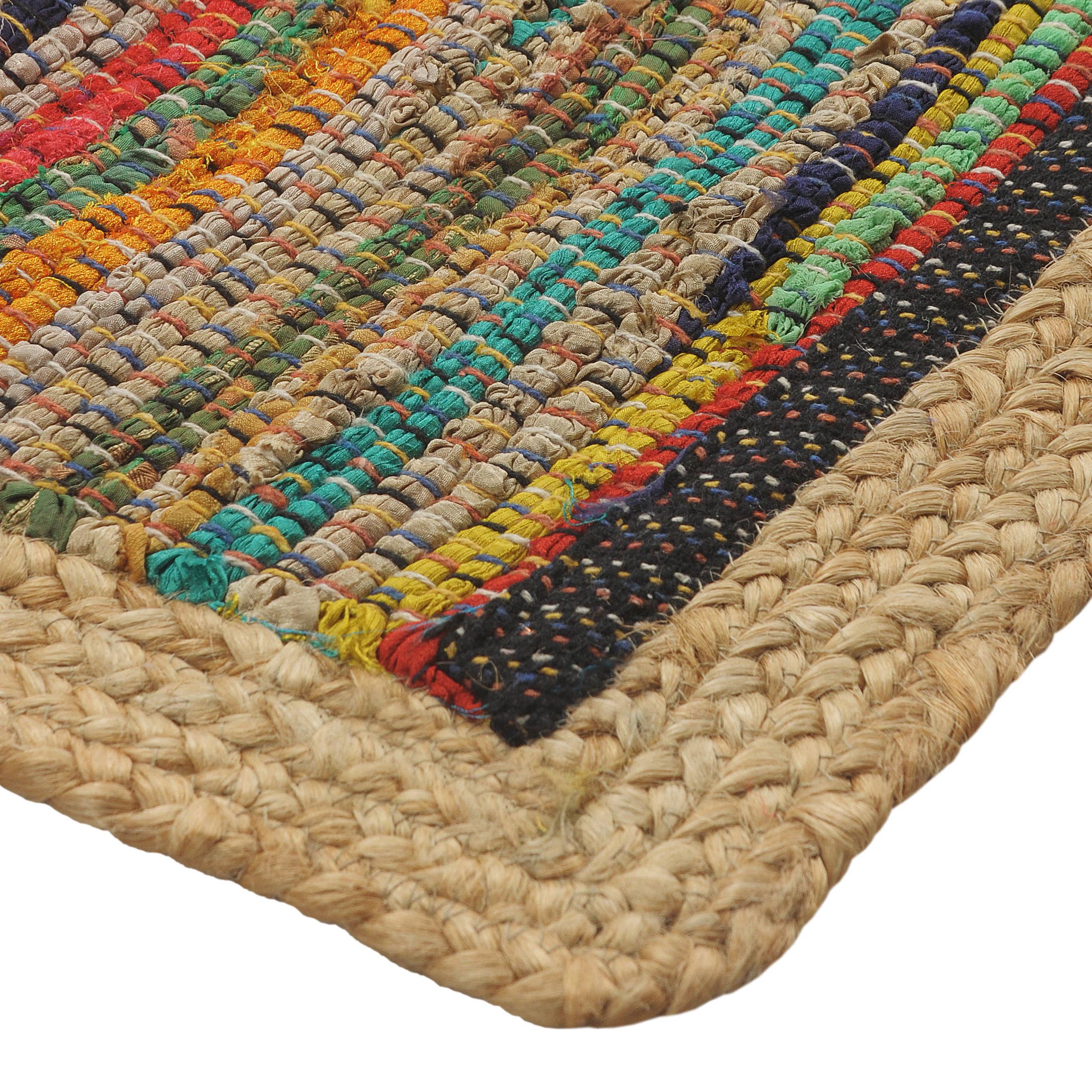 Multi Tan Multicolored Geometric Jute Bordered Accent Rug, 2' x 3' for wholesale on Faire2