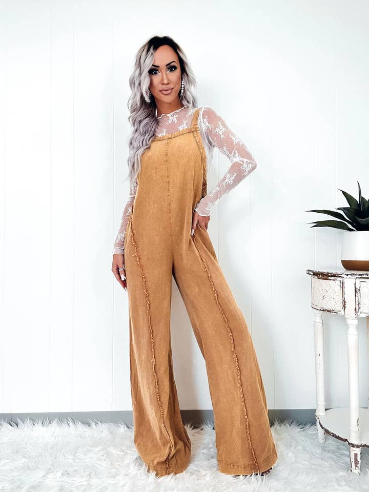 Hope & Sunshine - Wholesale Jumpsuit - Women's - Washed Raw Wide Leg Jumpsuit5