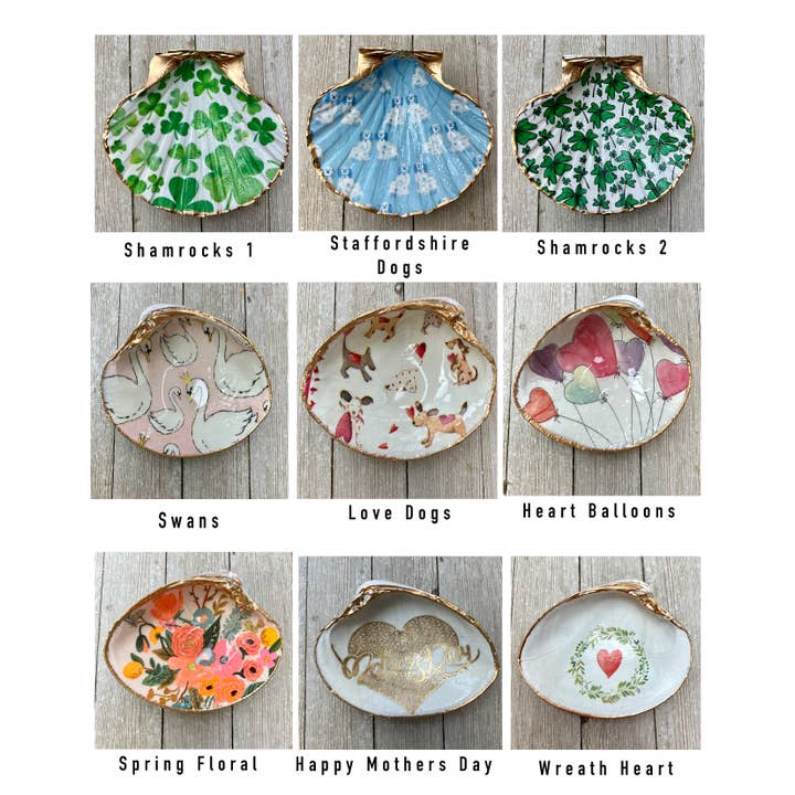 Ten Twenty Six Designs - Wholesale Jewelry Dish - Decoupage Spring Shells- Easter, Valentine's, St. Patrick's3