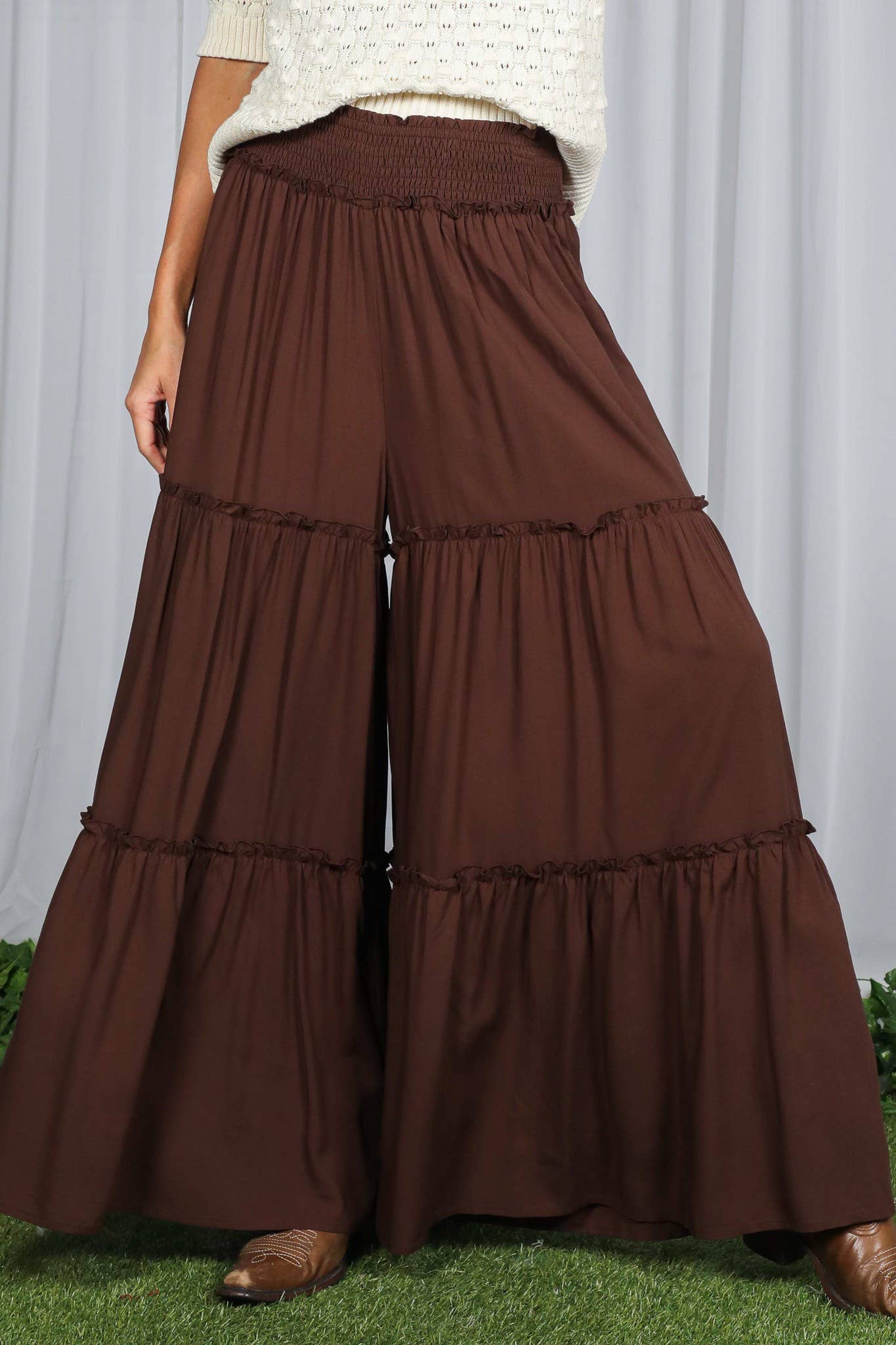 Vine & Love - Wholesale Pants - Women's - Maxi Tiered  Wide Leg Beach Palazzo Pants VP7305221