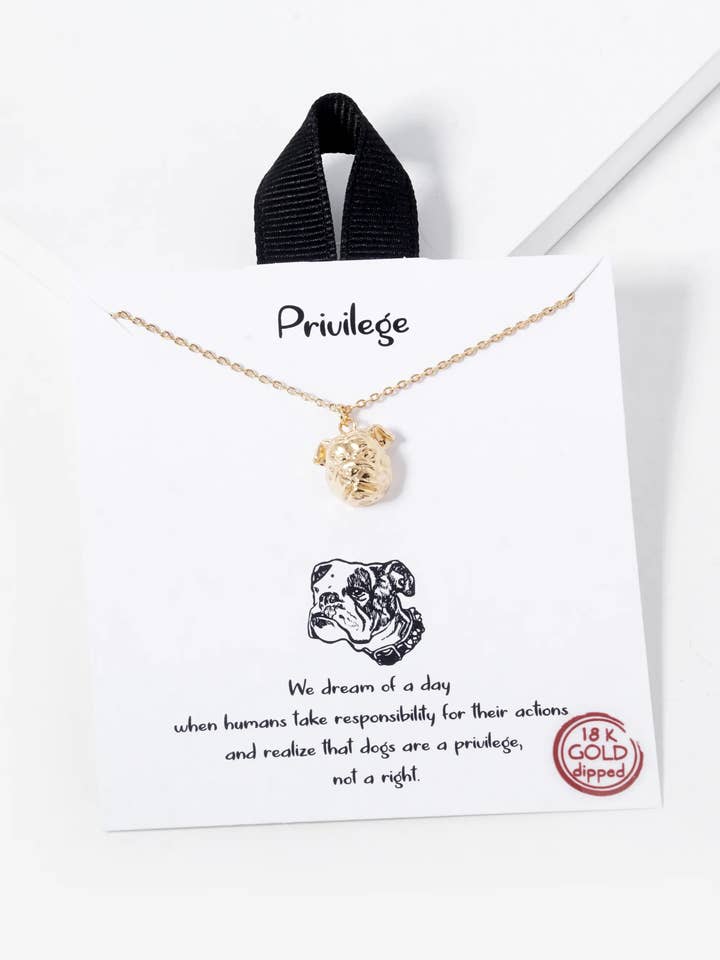 18K Gold Dipped Bulldog Face Pendant Necklace for wholesale by Wild Honey