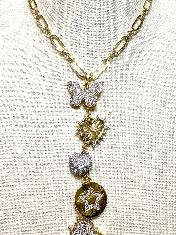 ”Y” Charm-halsband-fjäril, hjärtan och en stjärna --- Fantastisk! för wholesale av Suzy T Designs