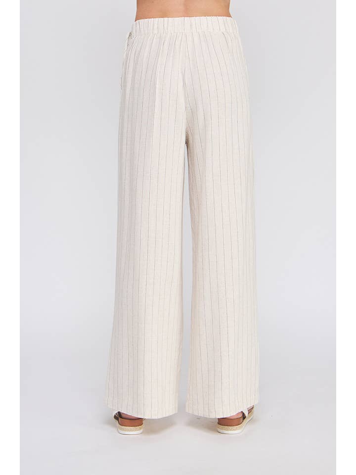 Allie Rose - Wholesale Pants - Women's - Pinstripe Soft Linen Wide Leg Pants