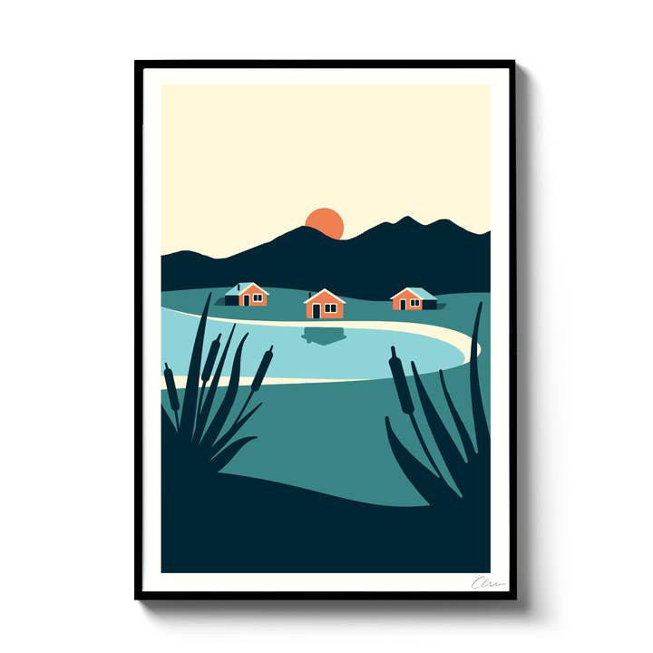 Red Lake Houses, A4 Print for wholesale by OR8DESIGN
