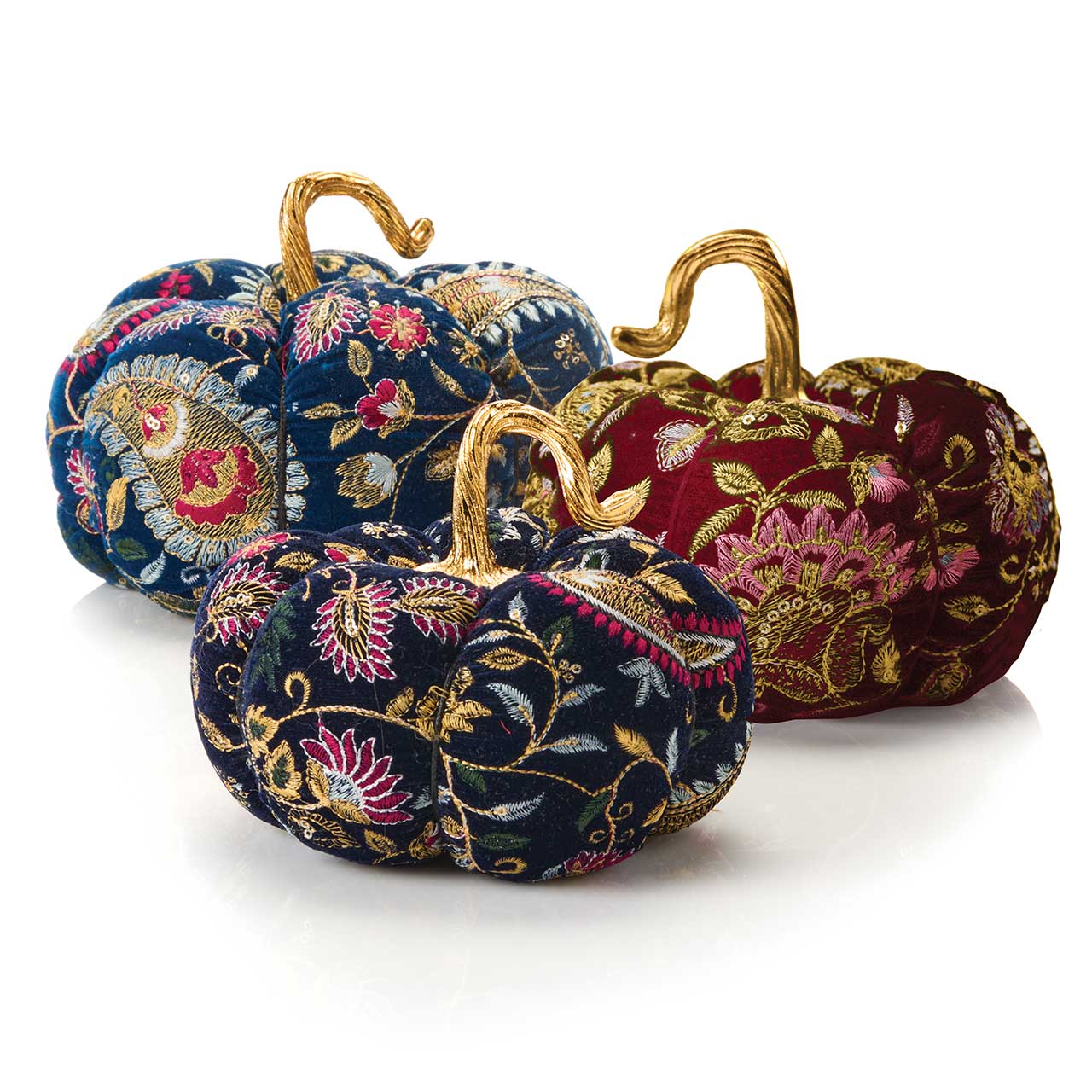SERRV International - Wholesale Decorative Tabletop Object - Glittering Velvet Pumpkins - Set of 30