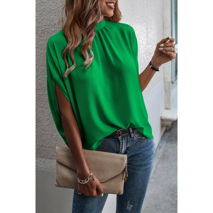 Supreme Fashion - Wholesale Blouse - Women's - Solid Cape Short Sleeve Loose Top