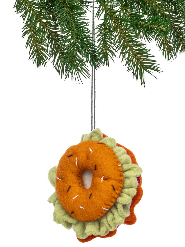 Bagel & Lox Ornament for wholesale by Silk Road Bazaar