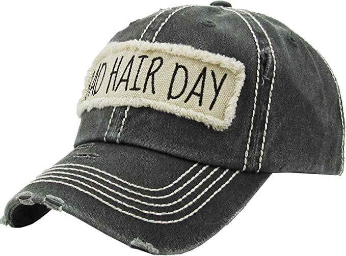 Funky Junque - Wholesale Baseball Cap - Women's - Vintage Patch Hat - Bad Hair Day (Black)3