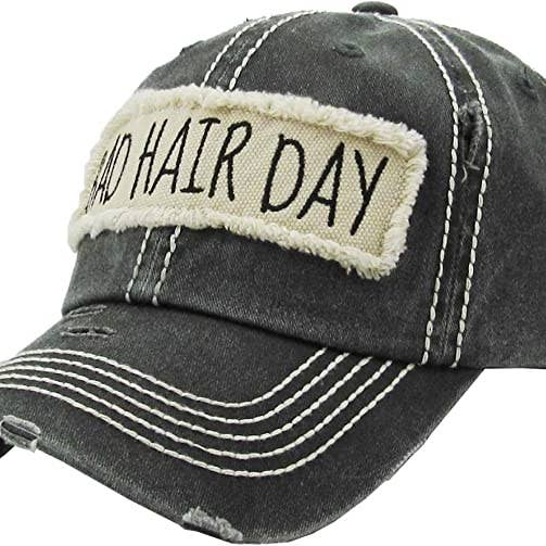 Funky Junque - Wholesale Baseball Cap - Women's - Vintage Patch Hat - Bad Hair Day (Black)3