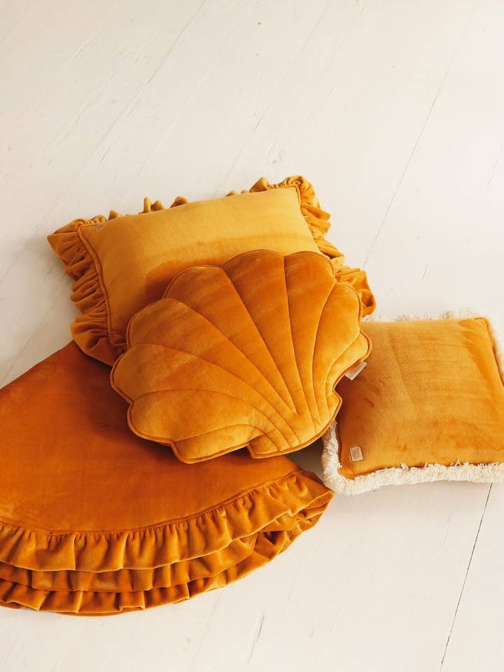 Soft Velvet Shell Pillow “Mustard” for wholesale by Moi Mili