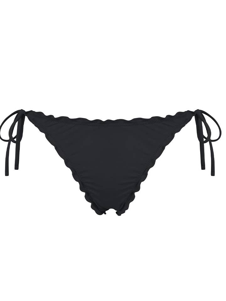 Chlamys Varia Bikini bottom with Lettuce Hem-Black for wholesale by Chlamys Varia by MrMiss