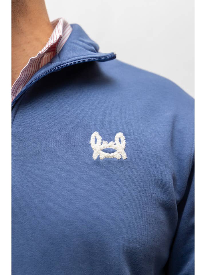 Custi Mikelo: Made in Spain – Engroshandel Sweatshirt - Unisex – Blå sweatshirt med halv lynlås4