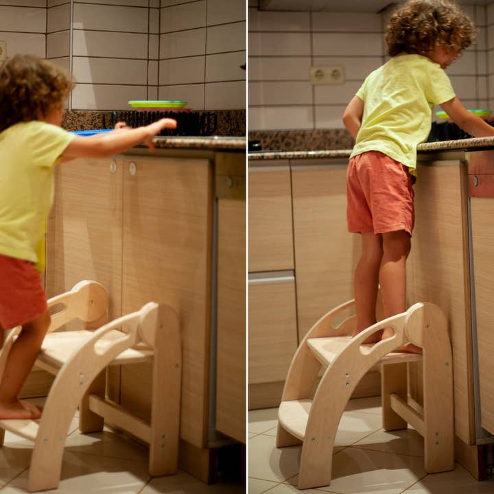 kidodido - Wholesale Wood Toy - Kids - Foldable Toddler Step Stool and Montessori Tower Set7