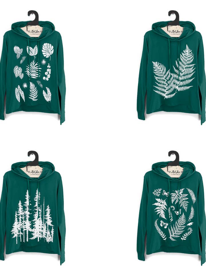 Mad Love Shop - Wholesale Hoodie - Women's - Ladies Green Lightweight Long Sleeve Hooded Tee Evergreens7