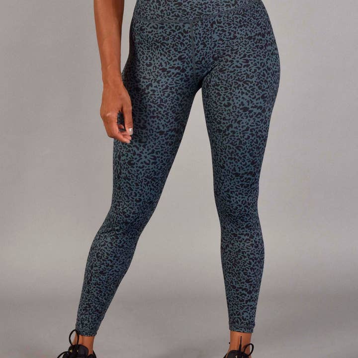 Ultra High Rise Recycled Luxe 7/8 Legging in Emerald Leopard for wholesale by Wear Love More LLC