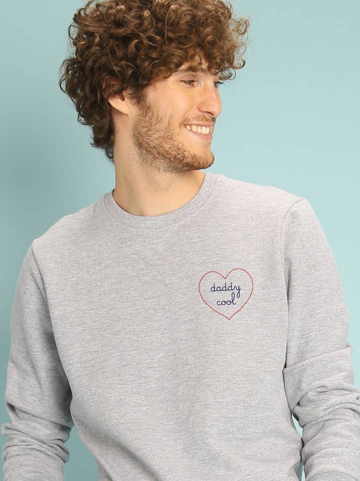 SWEAT GRIS CHINE HOMME DADDY COOL - COEUR pour la vente par Wooop