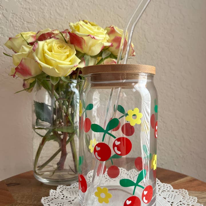 Verre Country Cherries - 16 oz pour la vente par Danielle's Dazzled Gifts