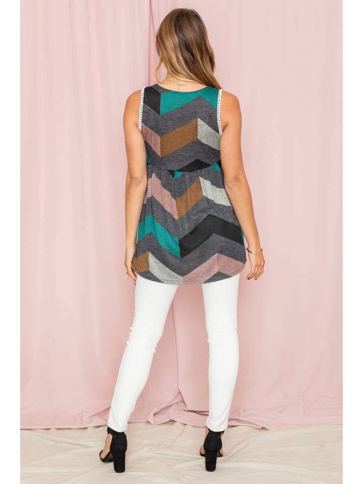 EG fashion – wholesale Tunic – Women’s – Pom Pom Chevron Top