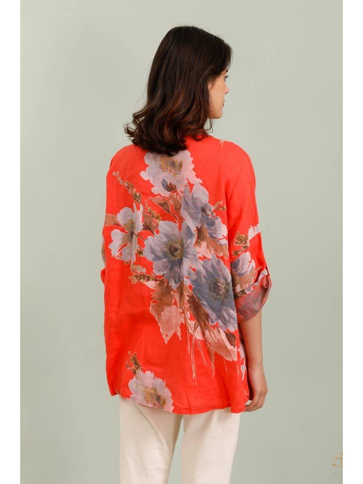 LÉA & LUC - Wholesale Dress - Women's - Floral print shirt in 100% Linen REF. 20090/52