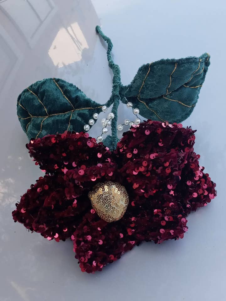 Flor de terciopelo, 1 paz exquisita LX18 para venta al por mayor de BLUE RIBBON ORNAMENTS