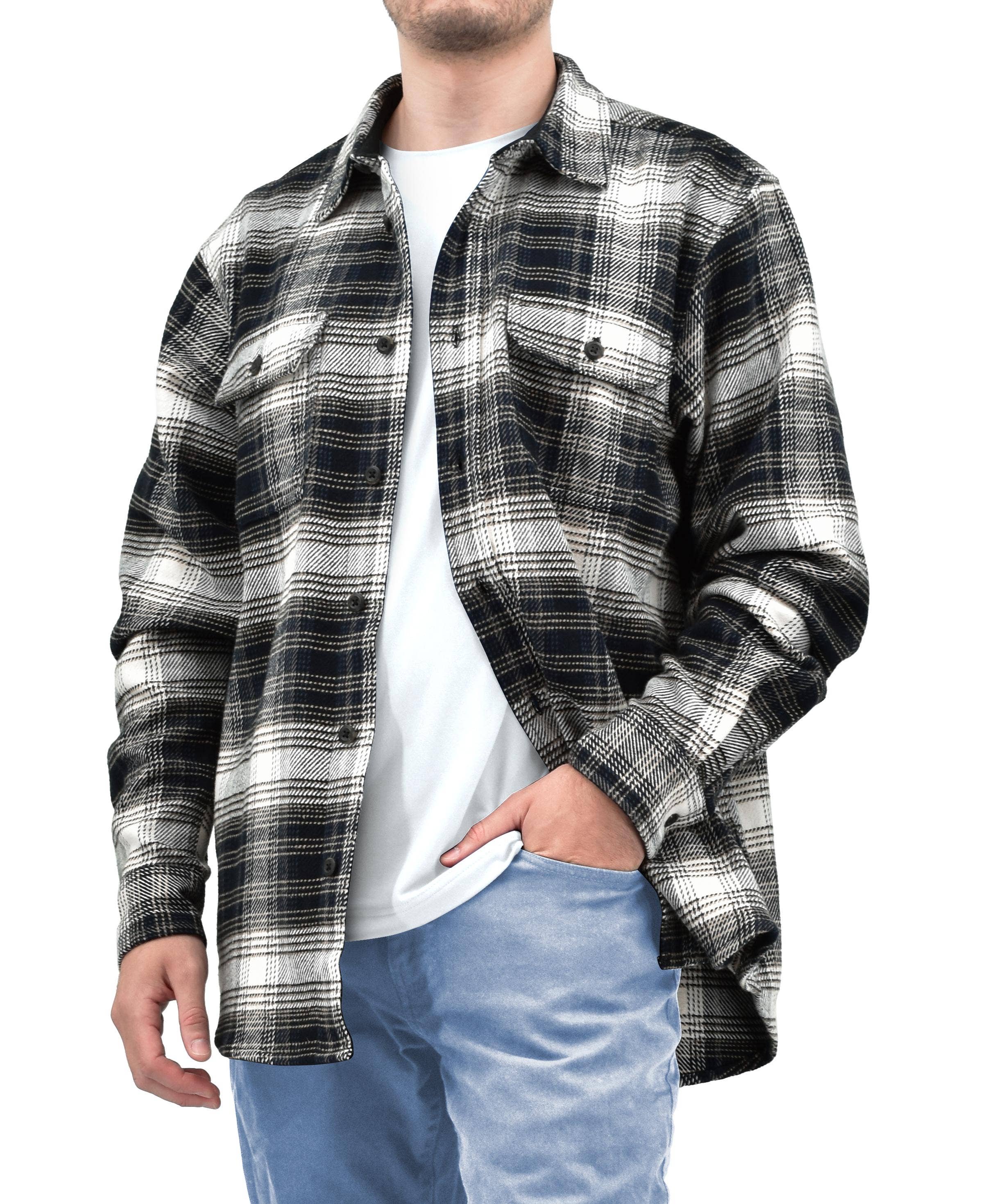 I-Wear Brands - Vente Chemise à col boutonné – homme - Veste-chemise en flanelle pour homme 100 % coton8