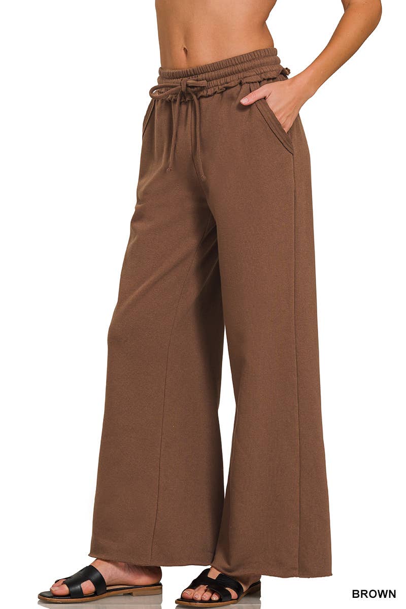 42POPS - Wholesale Pants - Women's - ,,.0904 Fleece Exposed Seam Wide Leg Sweatpants SI-2703310