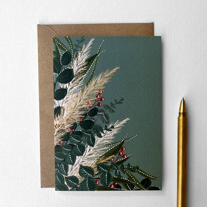 Pampas Modern Christmas loofkaart voor wholesale door Katie Clement Illustration